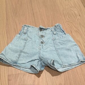 Zara Girls 11/12 Light Blue Denim Elastic Shorts